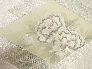 アンティーク　菱に牡丹模様刺繍名古屋帯
